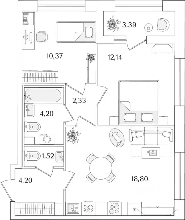 2-к кв. Санкт-Петербург Аурум жилой комплекс (55.26 м) - Фото 1