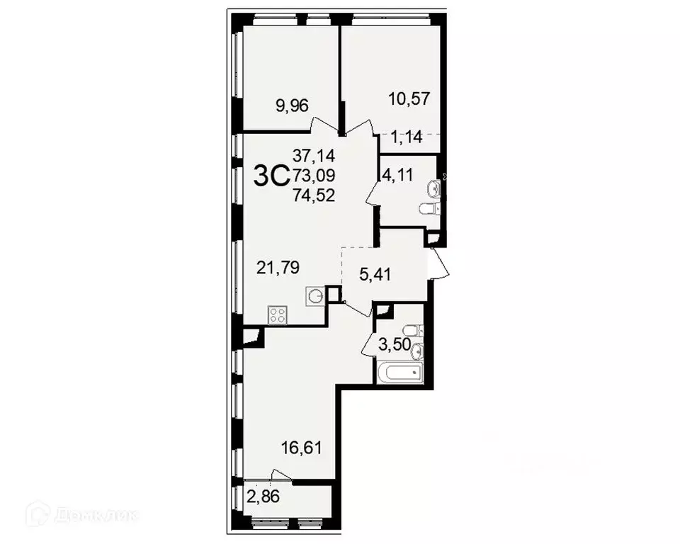 3-к кв. Рязанская область, Рязань ул. Чкалова (74.52 м) - Фото 0