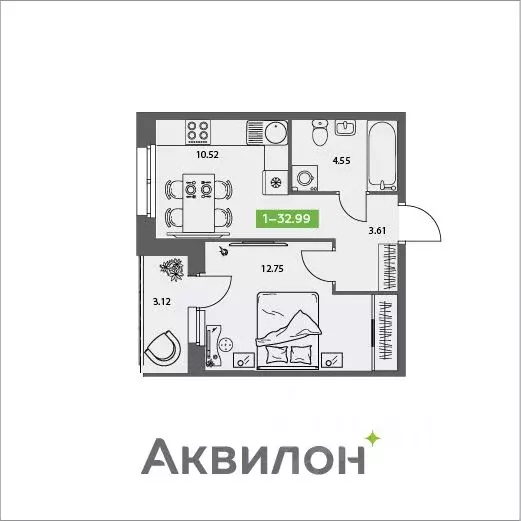 1-к кв. Архангельская область, Северодвинск Аквилон Север жилой ... - Фото 0