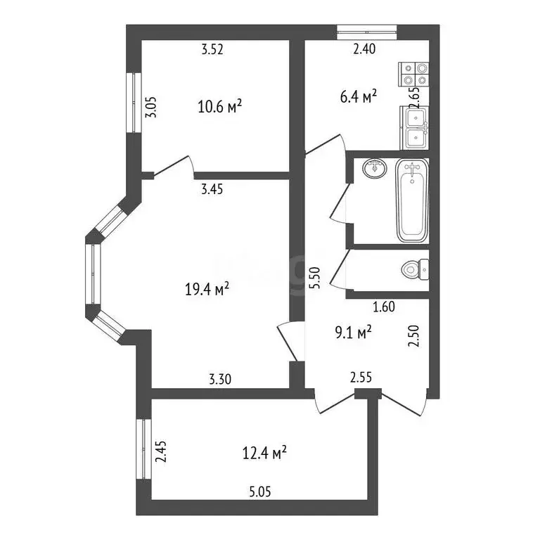 3-комнатная квартира: Керчь, улица 1-й Пятилетки, 60/4 (56.8 м) - Фото 1