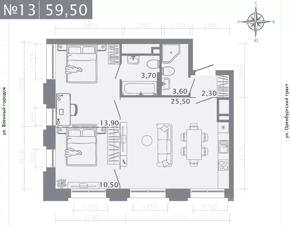 2-к кв. Татарстан, Казань ул. Шишкина (59.5 м) - Фото 0