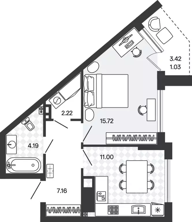 1-к кв. Калининградская область, Гурьевский муниципальный округ, пос. ... - Фото 1