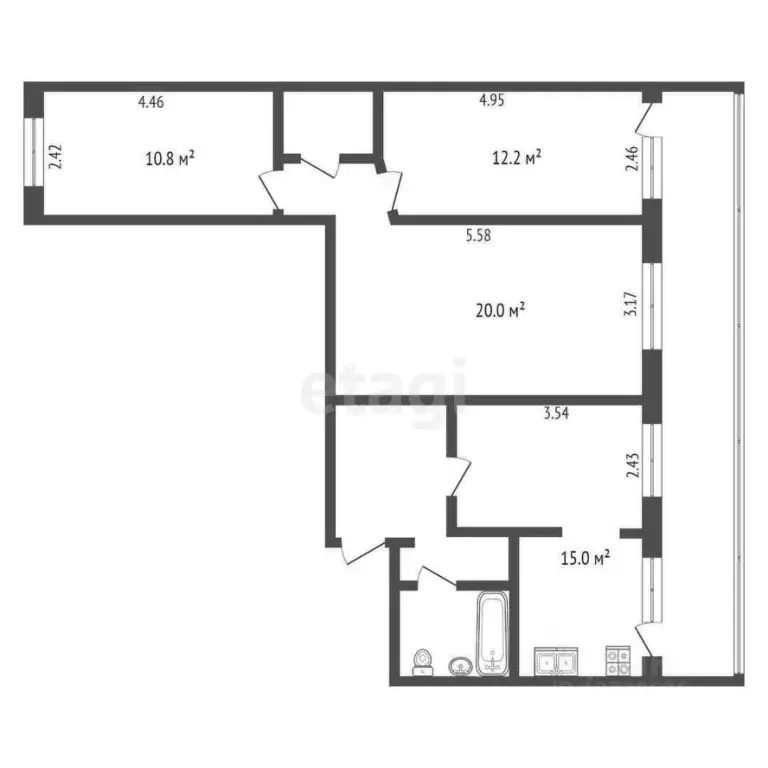 3-к кв. Калужская область, Калуга ул. Болотникова, 4 (75.0 м) - Фото 2