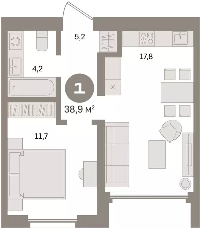 1-комнатная квартира: Екатеринбург, улица Советских Женщин (38.9 м) - Фото 2
