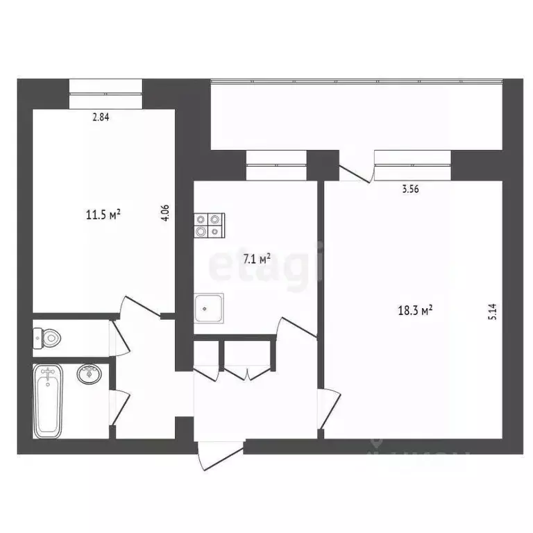 2-к кв. Калужская область, Калуга ул. Труда, 6/1 (53.2 м) - Фото 2