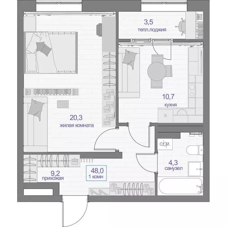 Продаётся 1-к квартира, 48 м - Фото 0
