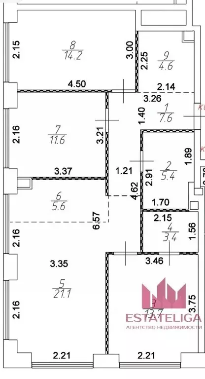 3-к кв. Москва Озерная ул., 1к2/5 (87.2 м) - Фото 2