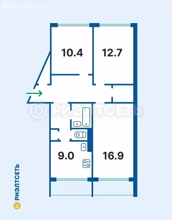 3-комнатная квартира: Мурманск, Верхне-Ростинское шоссе, 11 (68 м) - Фото 1