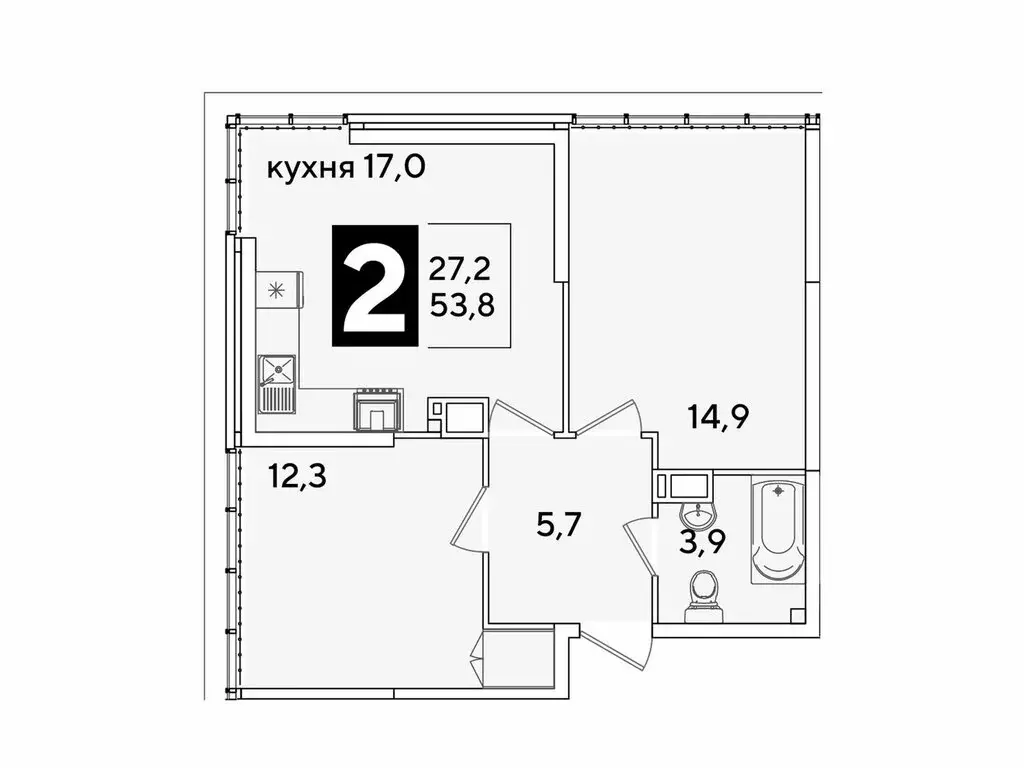 2-комнатная квартира: Краснодар, улица Ивана Беличенко, 91 (53.8 м) - Фото 1