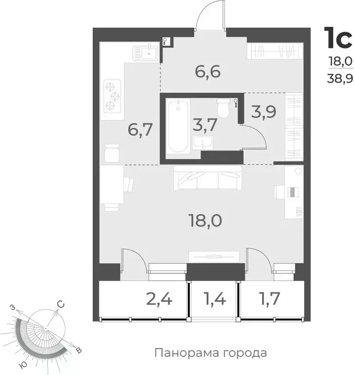 1-комнатная квартира: Новосибирск, улица Аэропорт, 62 (38.9 м) - Фото 0