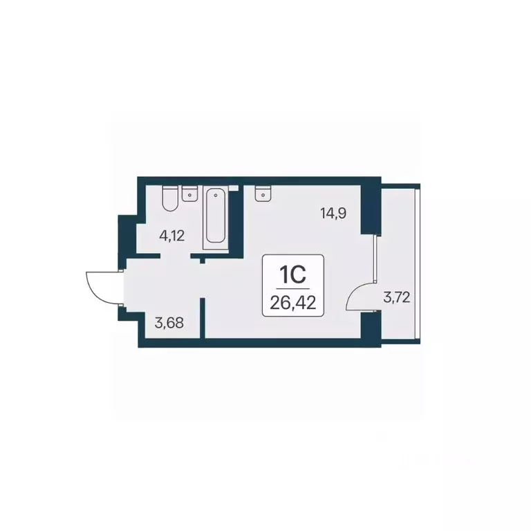 Студия Новосибирская область, Новосибирск Игарская ул., 19/4 (26.42 м) - Фото 0