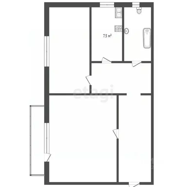 2-к кв. Вологодская область, Вологда ул. Чернышевского, 123 (52.4 м) - Фото 2