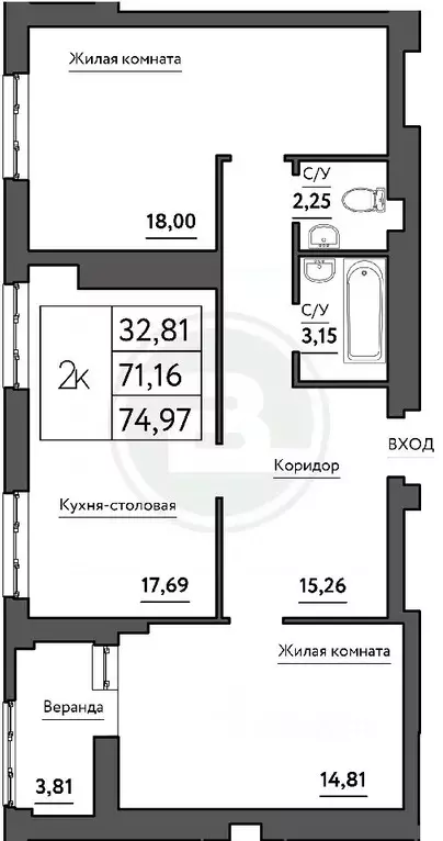 2-к кв. Самарская область, Самара Корабельная ул., 13 (74.97 м) - Фото 0