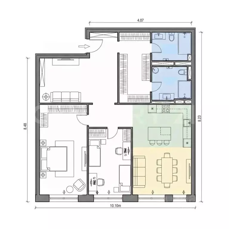 3-к кв. Москва ул. Летчика Осканова, 6 (103.0 м) - Фото 2