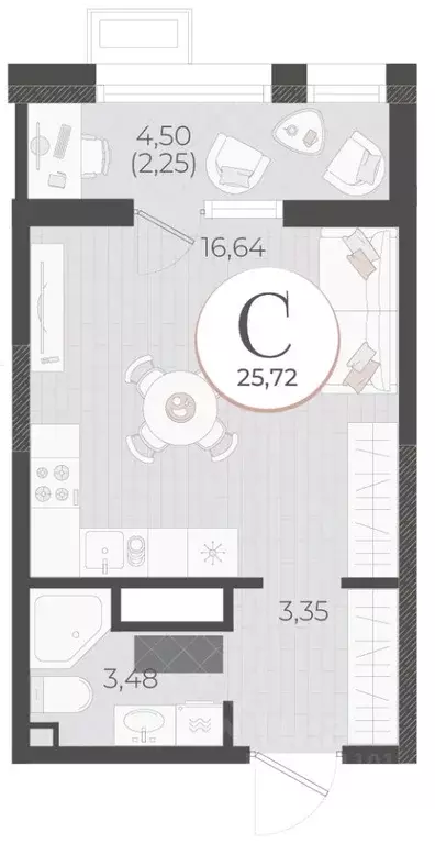 Студия Краснодарский край, Новороссийск Моренуар жилой комплекс (25.72 ... - Фото 1