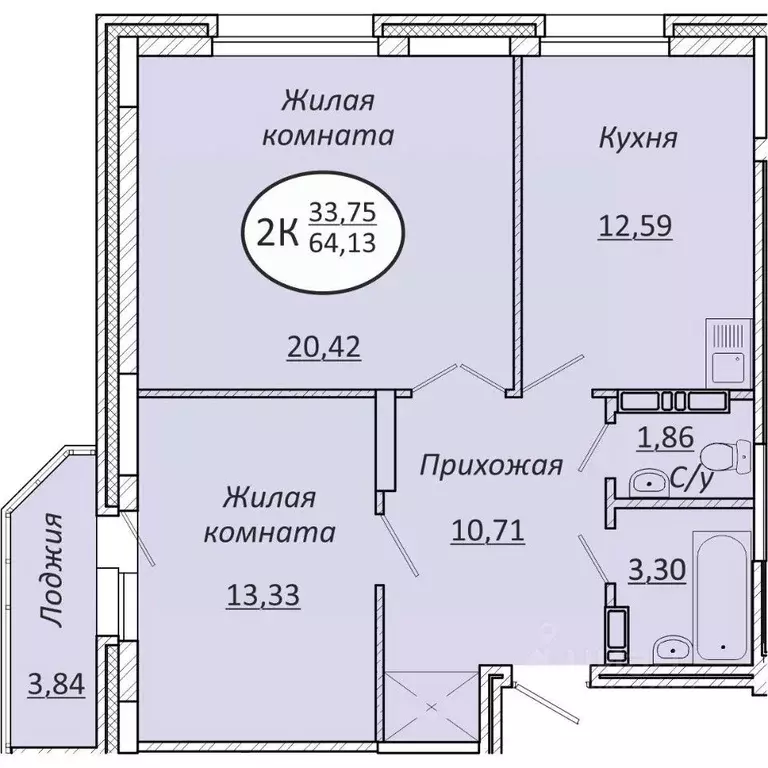 2-к кв. Новосибирская область, Новосибирск  (64.13 м) - Фото 0