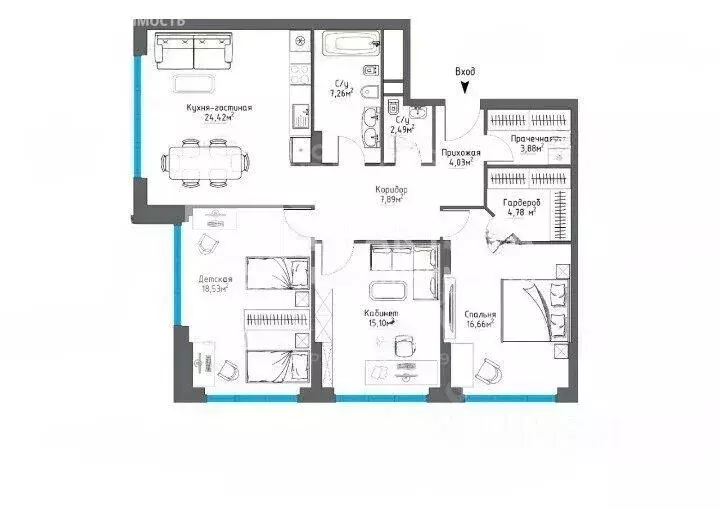 3-комнатная квартира: Москва, Шмитовский проезд, 39к6 (105.4 м) - Фото 1