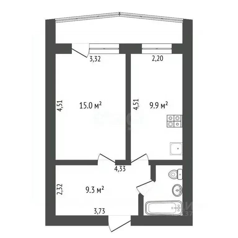 1-к кв. Амурская область, Благовещенск ул. Василенко, 14/1 (37.7 м) - Фото 1