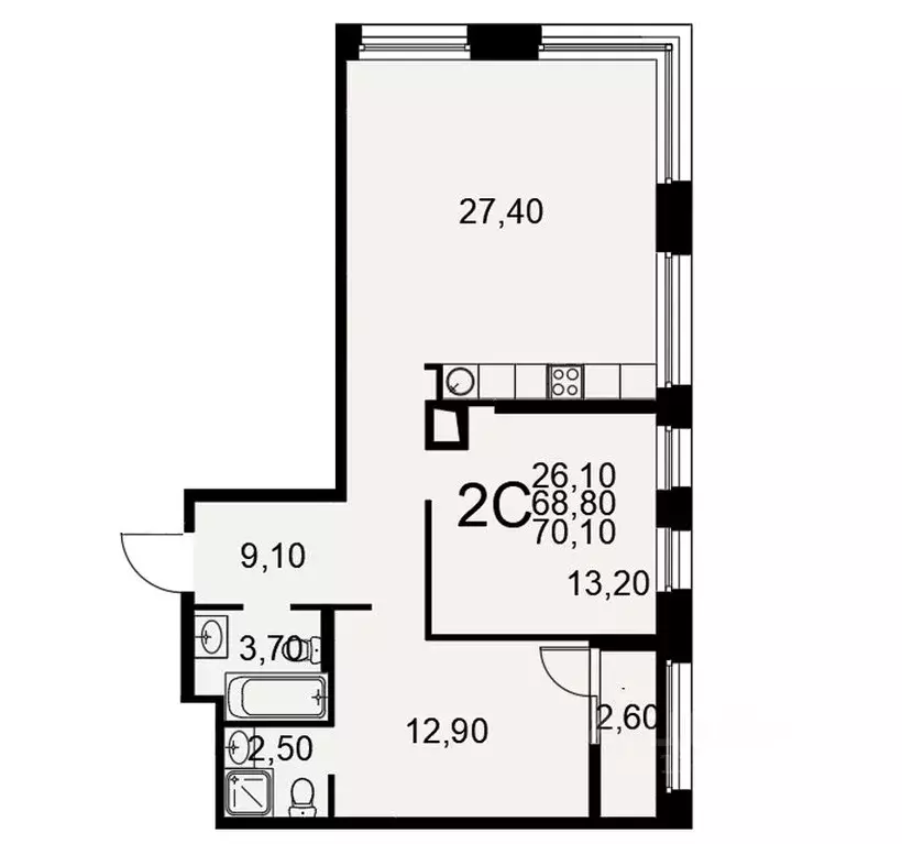 2-к кв. Рязанская область, Рязань Московское ш., 49к1 (70.1 м) - Фото 1