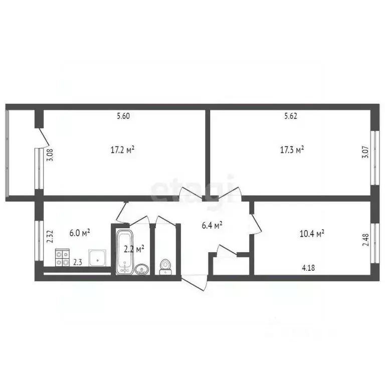 3-к кв. Краснодарский край, Краснодар ул. Имени Дмитрия Благоева, 38 ... - Фото 2