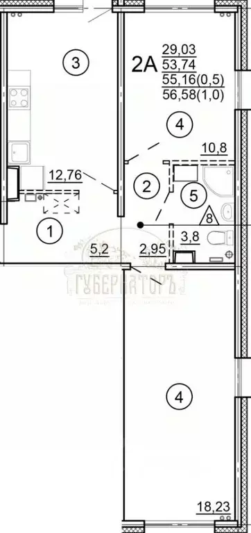 2-к кв. Тверская область, Тверь Новочеркасская ул., 49 (56.58 м) - Фото 1