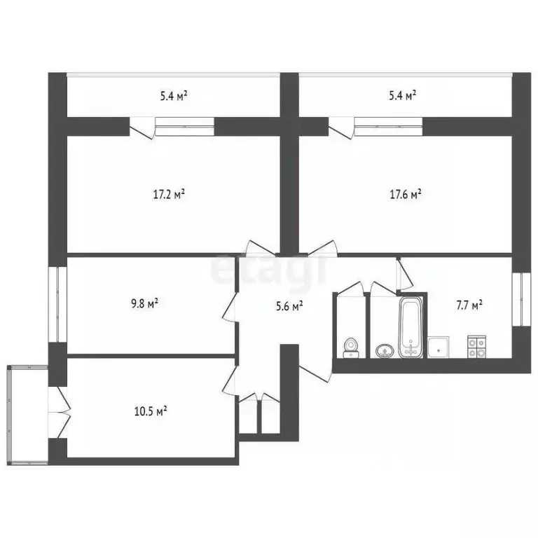 4-к кв. Крым, Саки ул. Симферопольская (77.3 м) - Фото 2