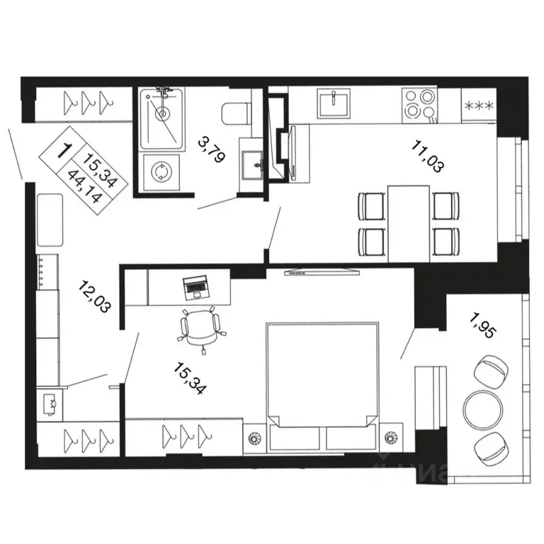 1-к кв. Московская область, Апрелевка Наро-Фоминский городской округ, ... - Фото 1