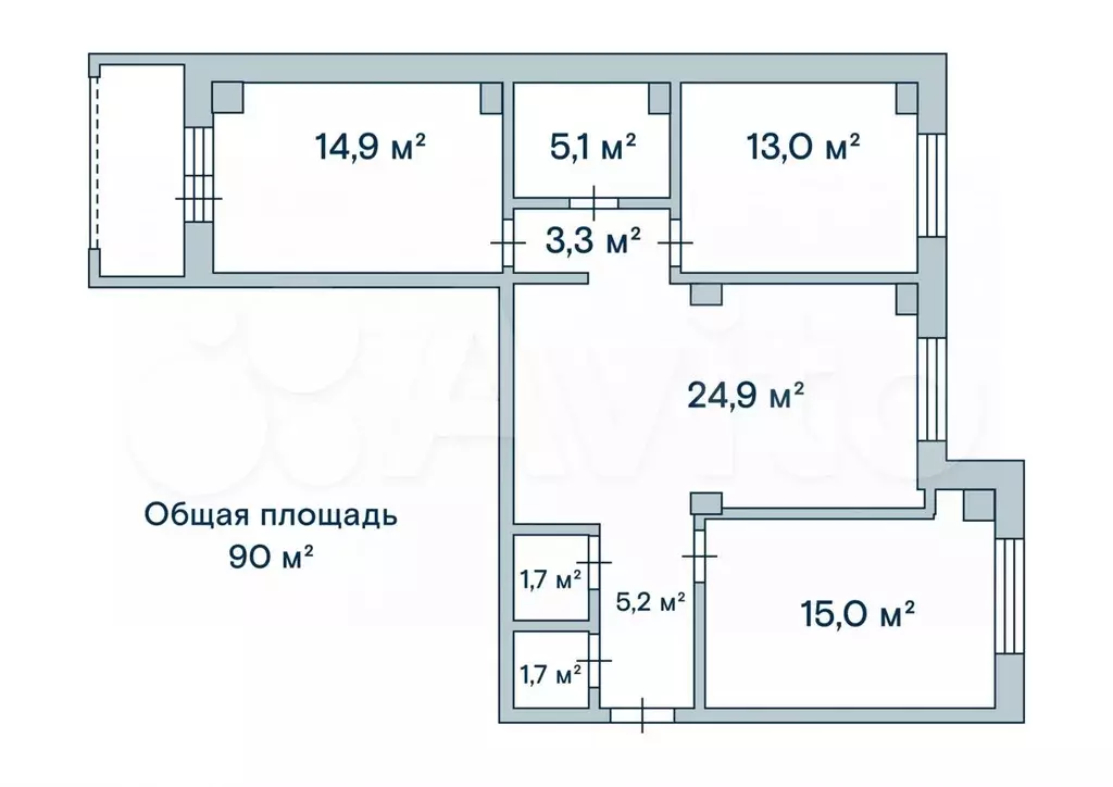 3-к. квартира, 90 м, 2/16 эт. - Фото 0