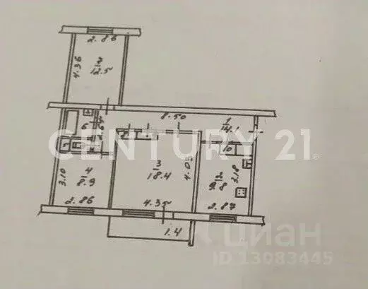 3-к кв. Тверская область, Тверь ул. Веселова, 25 (69.2 м) - Фото 2