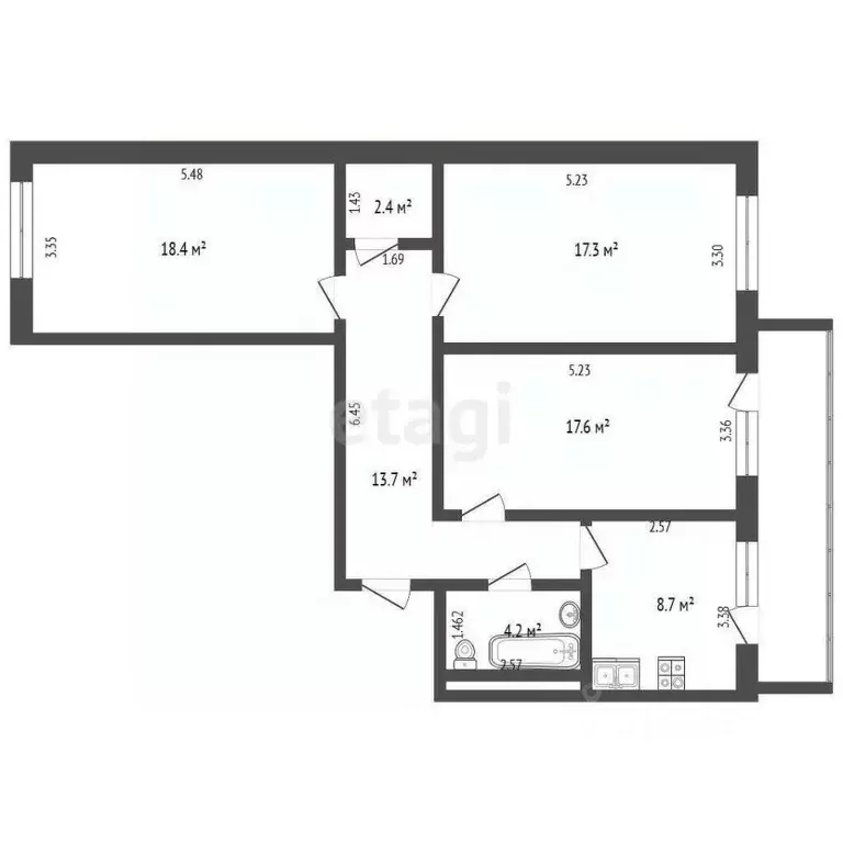 3-к кв. Владимирская область, Муром Радиозаводское ш., 33 (82.3 м) - Фото 2
