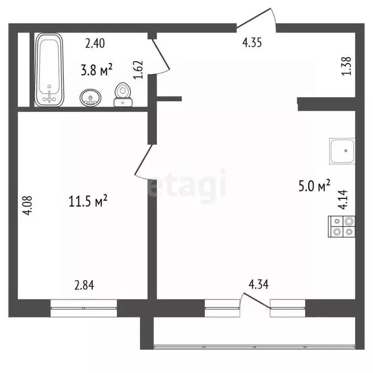 1-к кв. Челябинская область, Челябинский городской округ, пос. ... - Фото 2
