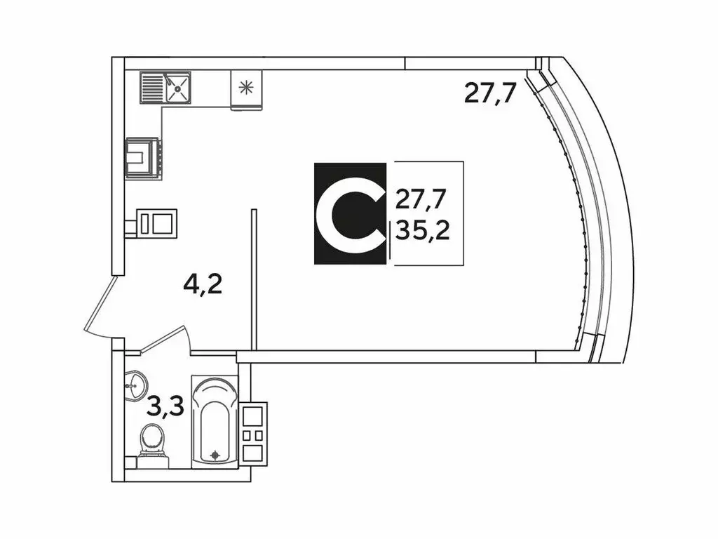 Квартира-студия: Краснодар, улица Западный Обход, 41 (35.4 м) - Фото 1