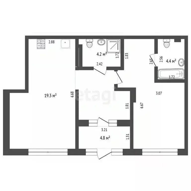 2-к кв. Тюменская область, Тюмень ул. Василия Шамова, 6 (63.3 м) - Фото 2