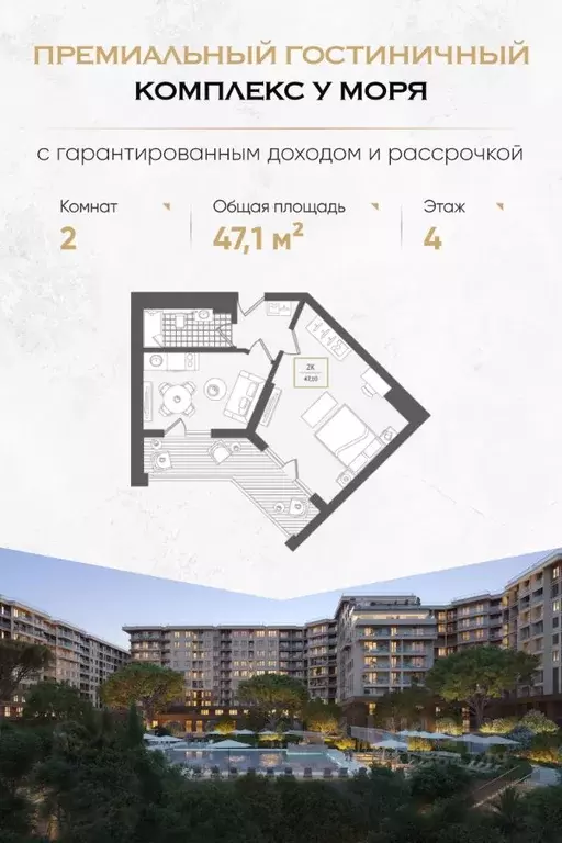 1-к кв. Краснодарский край, Сочи Адлер жилрайон, Курортный Городок ... - Фото 0