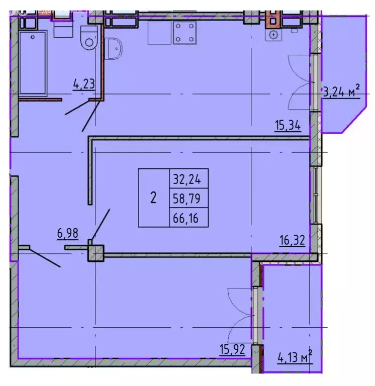 2-комнатная квартира: Шахты, улица Калинина, 10 (66.03 м) - Фото 0