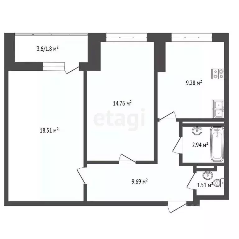 2-к кв. Ярославская область, Ярославль Красноборская ул., 37 (58.49 м) - Фото 2