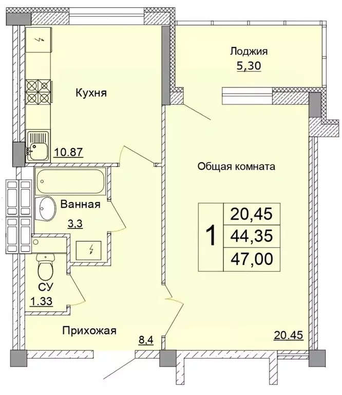 1-к кв. Белгородская область, Старый Оскол Степной мкр, 33Е (47.0 м) - Фото 1