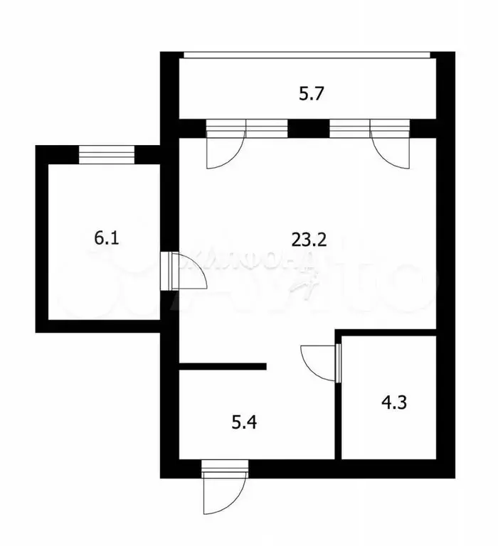 2-к. квартира, 44,7 м, 4/7 эт. - Фото 0