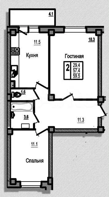 2-к. квартира, 60,1 м, 7/12 эт. - Фото 0