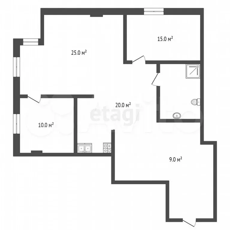 3-к. квартира, 85,5 м, 1/5 эт. - Фото 0