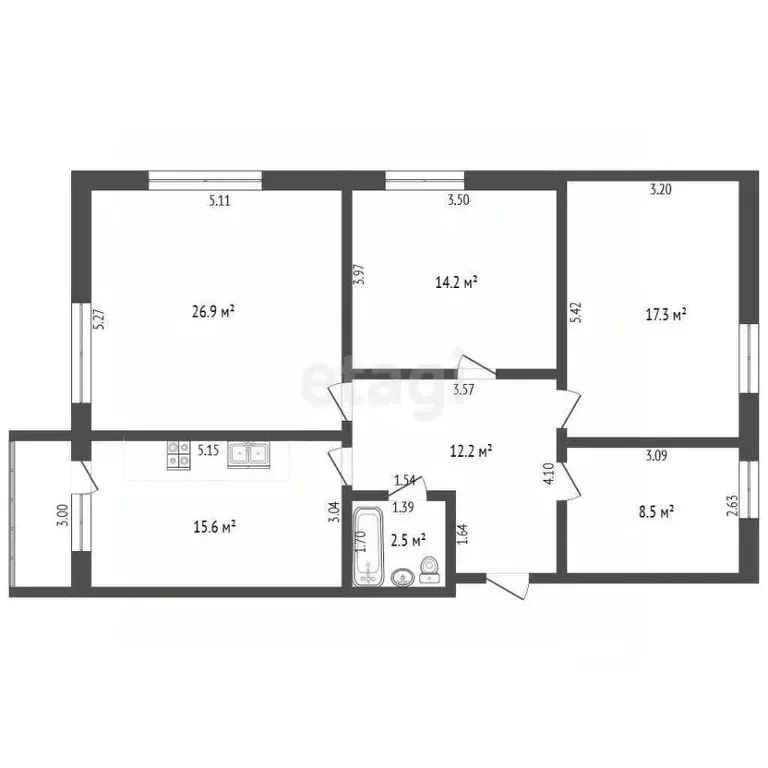 3-к кв. Калининградская область, Калининград Шахматная ул., 2 (100.3 ... - Фото 2