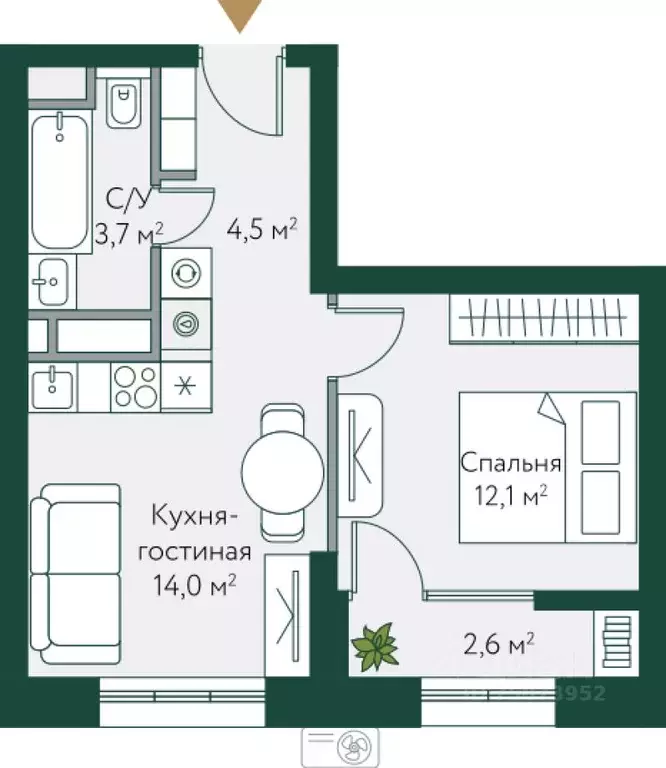 1-к кв. Волгоградская область, Волгоград Новосибирская ул., 74с1 ... - Фото 1