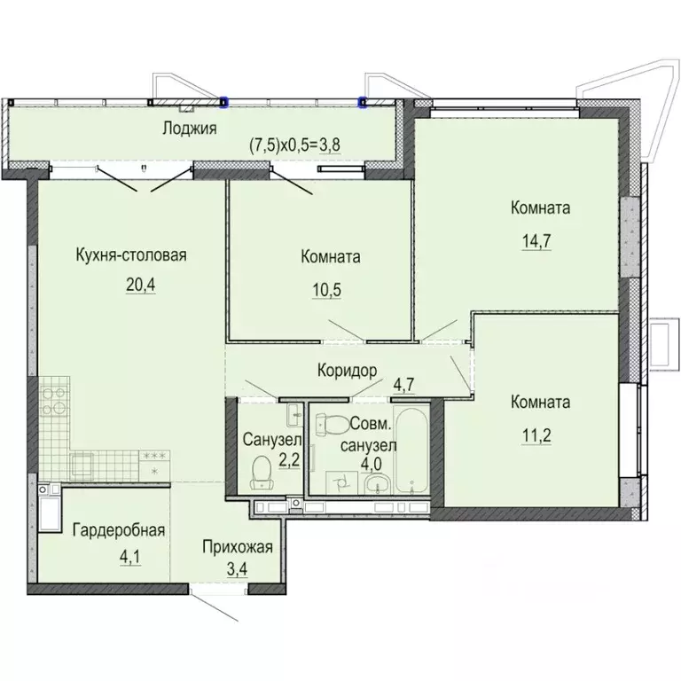 3-к кв. Удмуртия, Ижевск Ракетный жилрайон, 3-й мкр,  (78.8 м) - Фото 0