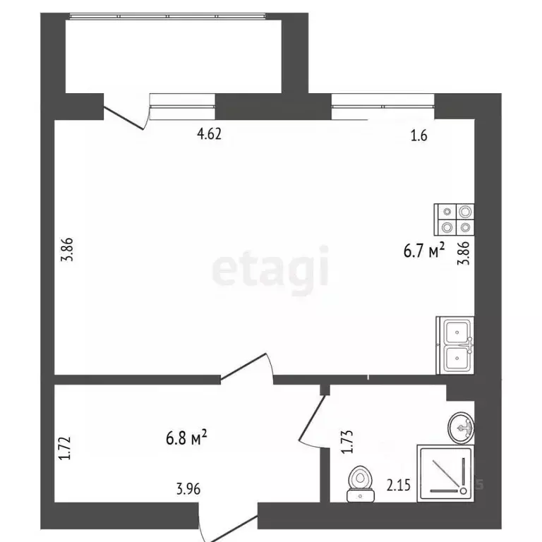 Студия Алтайский край, Барнаул ул. Димитрова, 130 (37.0 м) - Фото 2