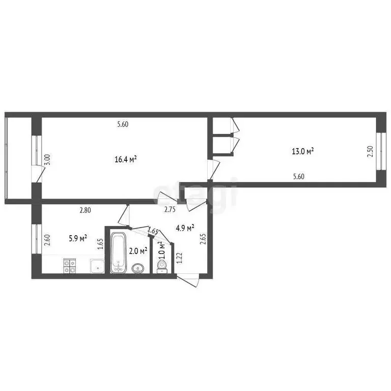 2-комнатная квартира: Вычегодский, улица Ленина, 53 (43.7 м) - Фото 0