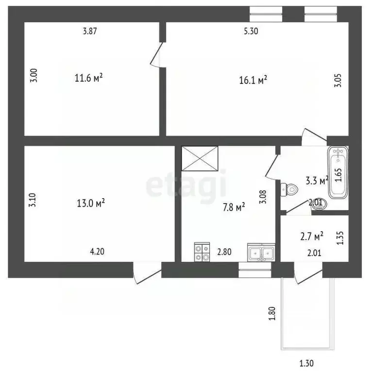 2-к кв. Крым, Бахчисарай ул. Скалистая, 10 (54.5 м) - Фото 2