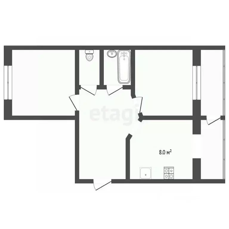 2-к кв. Свердловская область, Тугулым пгт ул. Гагарина, 17 (49.5 м) - Фото 2