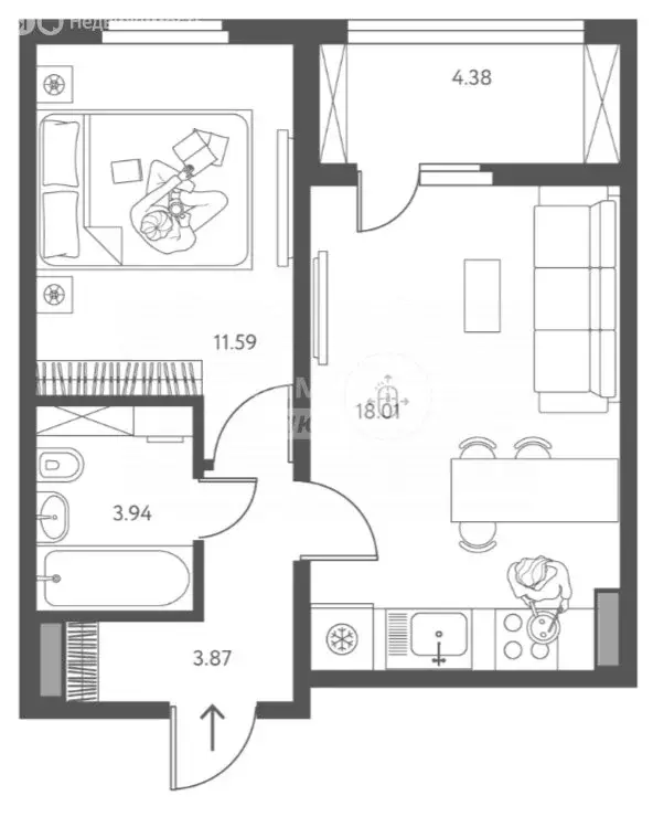 1-комнатная квартира: Липецк, ЖК Инстеп. Перова (39.6 м) - Фото 1