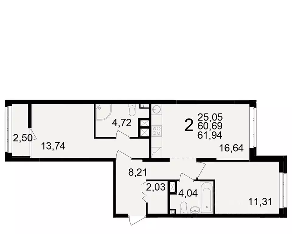 2-к кв. Рязанская область, Рязань ул. Чкалова (60.69 м) - Фото 0