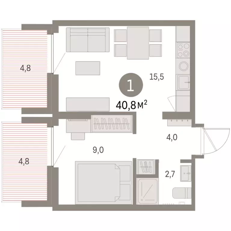1-комнатная квартира: Екатеринбург, микрорайон Академический, 19-й ... - Фото 1